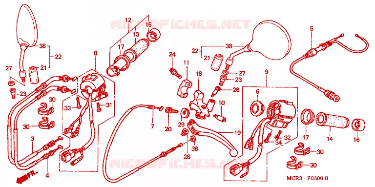 LEVER - SWITCH - CABLE Honda MOTO 750 VT 2002  VT750DC2