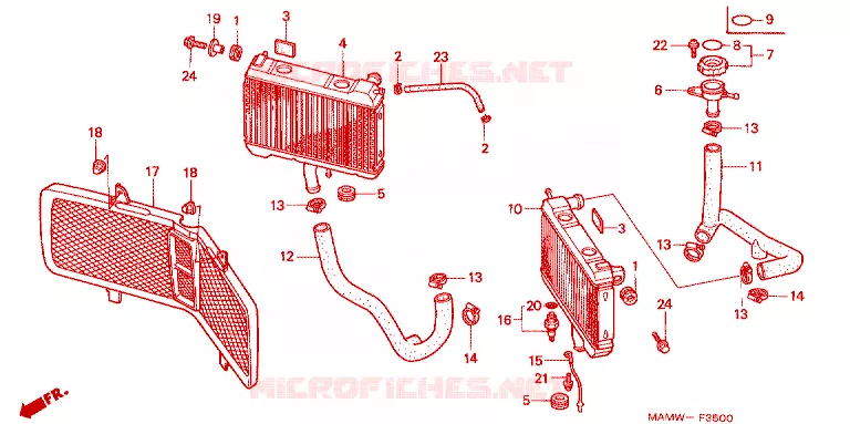 RADIATOR Honda MOTO 1500 GOLD-WING 1998  GL1500SEW