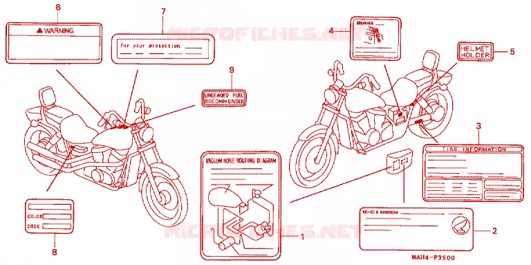 CAUTION LABEL Honda MOTO 1100 SHADOW 1995  VT1100CS