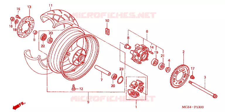 REAR WHEEL Honda MOTO 900 HORNET 2004  CB900F4