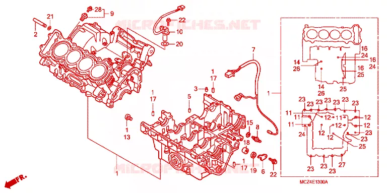 CRANKCASE COVER Honda MOTO 900 HORNET 2004  CB900F4