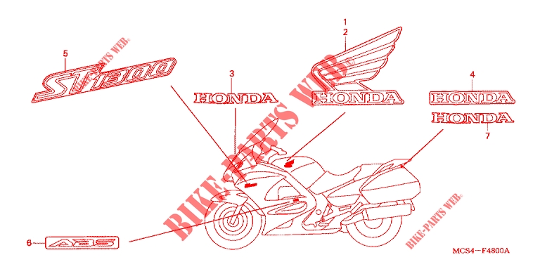 STICKERS for Honda ST 1300 2006