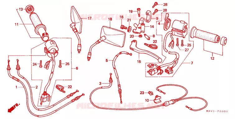 HANDLE LEVER - CABLE - SWITCH Honda MOTO 400 ROADSTAR 1998  VRX400T