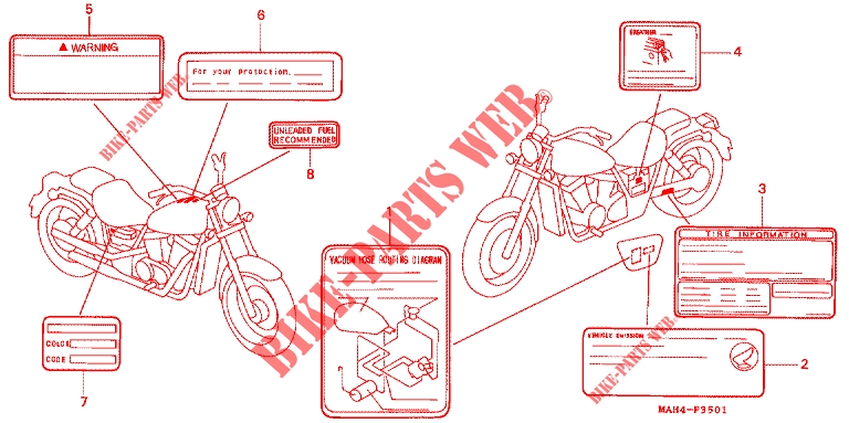 CAUTION LABEL for Honda VT 1100 SHADOW American Classic Edition 1997