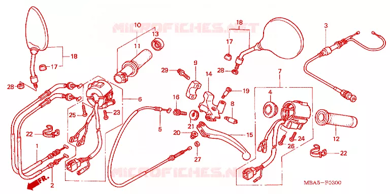 HANDLE LEVER - CABLE - SWITCH Honda MOTO 750 SHADOW 2003  VT750CDB3