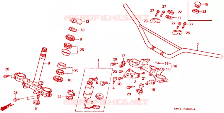HANDLEBAR - TOP FORK TEE Honda MOTO 50 CRM 1990  CRM50L