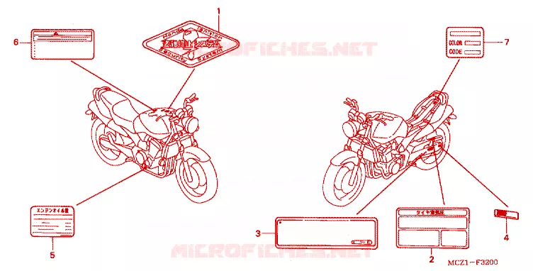 CAUTION LABEL Honda MOTO 900 HORNET 2002  CB900F1