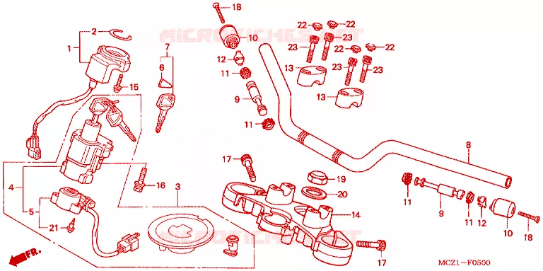 HANDLEBAR - TRIPLE CLAMP - STEERING STEM Honda MOTO 900 HORNET 2002  CB900F1