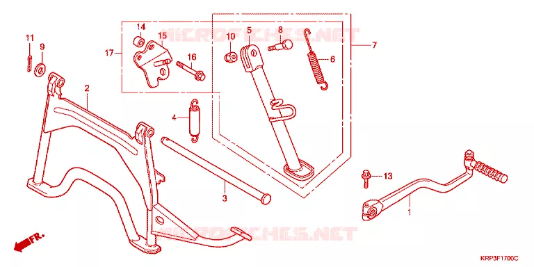 MAIN STAND - KICK STARTER ARM Honda SCOOTER 100 AVIATOR 2003  SCV100F3