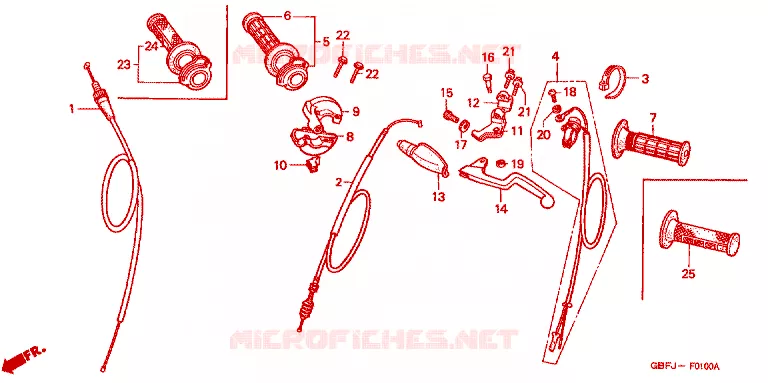 HANDLE LEVER - CABLE - SWITCH Honda MOTO 80 CR 2000  CR80RBY