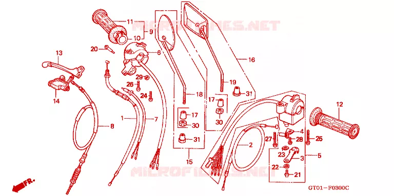 HANDLE LEVER - CABLE - SWITCH Honda MOTO 90 CUB 1994  C90CMP