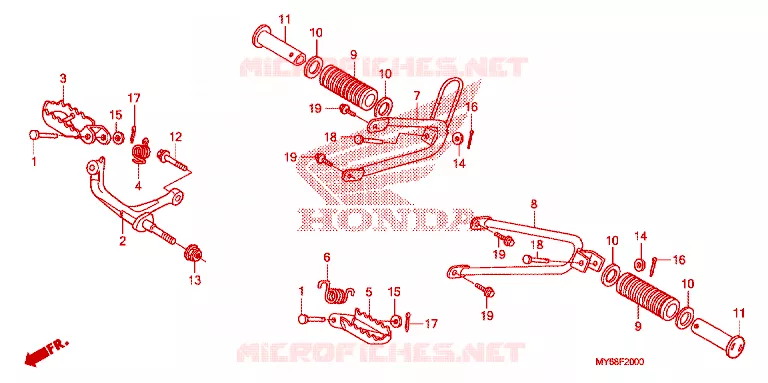 FOOTREST Honda MOTO 650 XR 2010  XR650L9