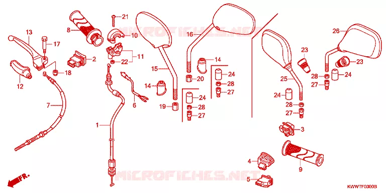 HANDLE LEVER - CABLE - SWITCH Honda MOTO 110 WAVE 2011  AFS110KDFB_2TH