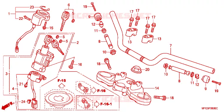 HANDLEBAR - TRIPLE CLAMP - STEERING STEM Honda MOTO 600 HORNET 2014  CB600FAE_BR