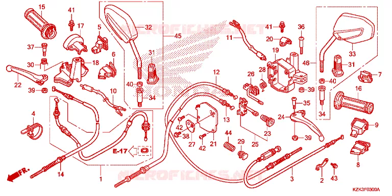 HANDLE LEVER - CABLE - SWITCH Honda SCOOTER 110 DIO 2018  SCV110FH