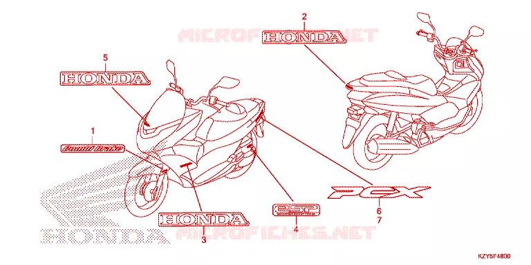STICKERS Honda SCOOTER 150 PCX 2015  WW150F