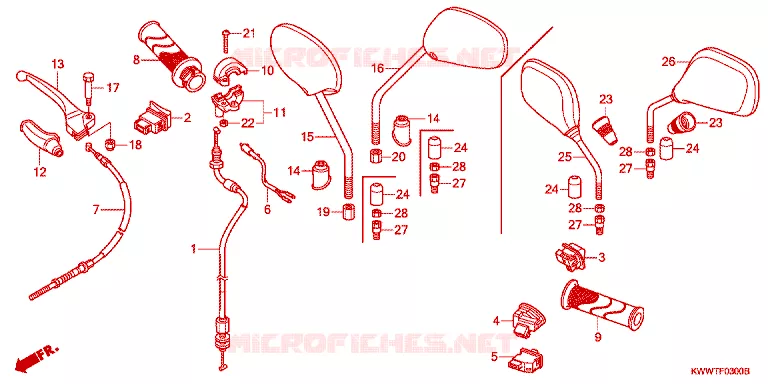 HANDLE LEVER - CABLE - SWITCH Honda MOTO 110 WAVE 2014  AFS110MSFE
