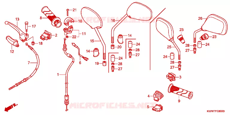 HANDLE LEVER - CABLE - SWITCH Honda MOTO 110 WAVE 2016  AFS110MSFF