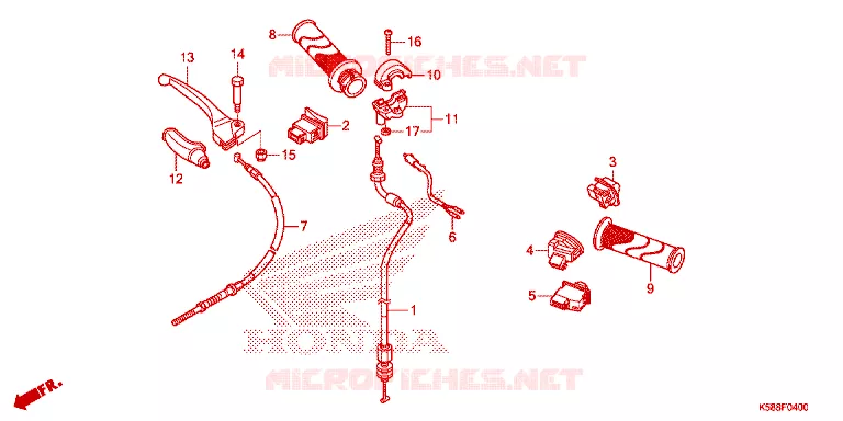 HANDLE LEVER - CABLE - SWITCH Honda MOTO 110 WAVE 2017  AFS110KDFH