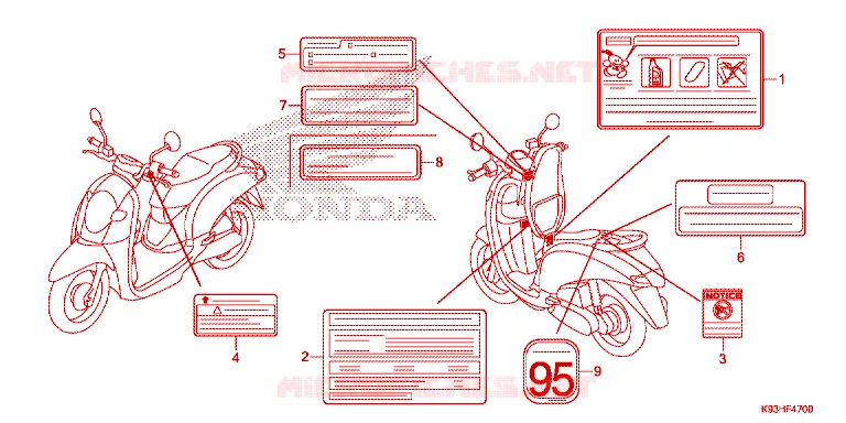 CAUTION LABEL Honda SCOOTER 110 SCOOPY 2017  ACF110CBTH