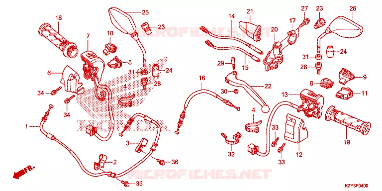 HANDLE LEVER - CABLE - SWITCH Honda SCOOTER 150 PCX 2012  WW150C_TH