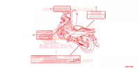 CAUTION LABEL for Honda WAVE 110 Front brake disk, Kick start, Spoked wheels 2019