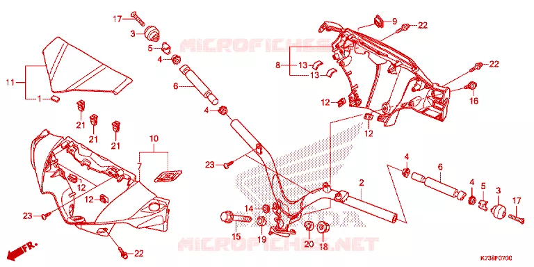 --- HANDLE PIPE/HANDLE COVER (1) Honda MOTO 125 WAVE 2015  AFS125CSFG