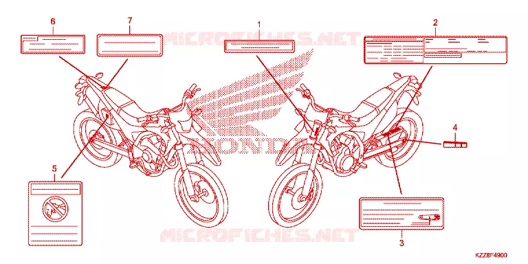 CAUTION LABEL Honda MOTO 250 CRF 2015  CRF250MF