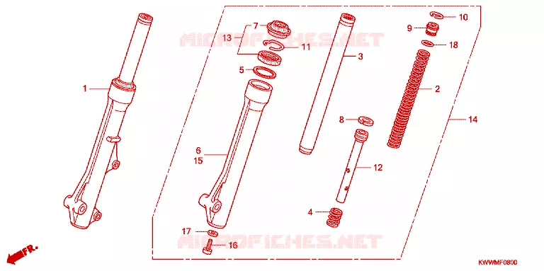 FRONT FORK Honda MOTO 110 WAVE 2012  AFP110MCSC
