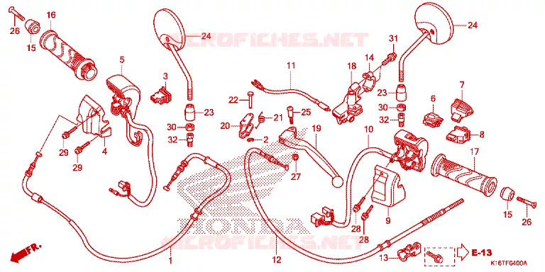 --- HANDLE LEVER/SWITCH/CABLE (ACF110SF) Honda SCOOTER 110 SCOOPY 2012  ACF110SFC_AB