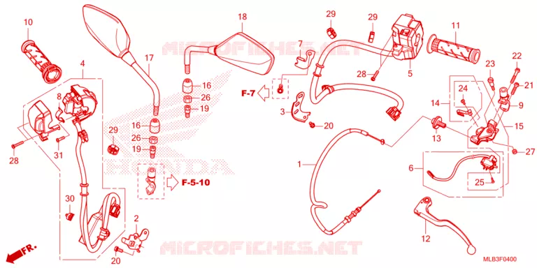 --- HANDLE SWITCH/GRIP/CABLE/MIRROR Honda MOTO 750 HORNET 2024  CB750AR