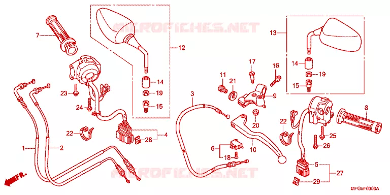HANDLE LEVER - CABLE - SWITCH Honda MOTO 600 HORNET 2012  CB600FAC_BR
