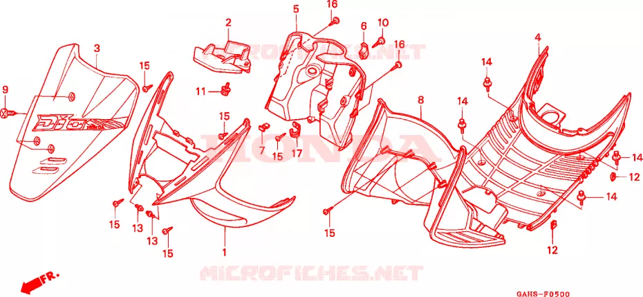 FRONT FENDER - FOOT REST Honda SCOOTER 50 DIO 1993  SK50MP