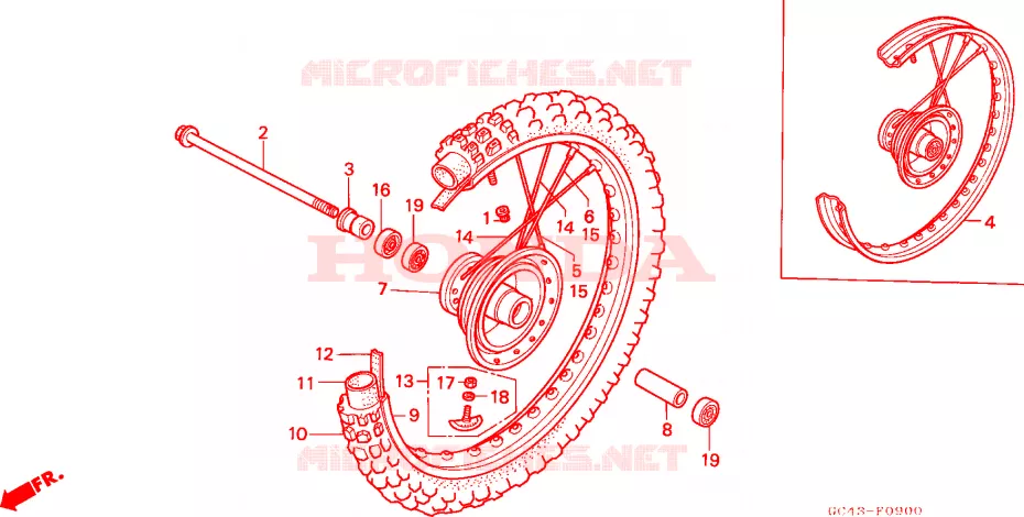 FRONT WHEEL (RF/R2F/R2G) Honda MOTO 80 CR 1986  CR80RG