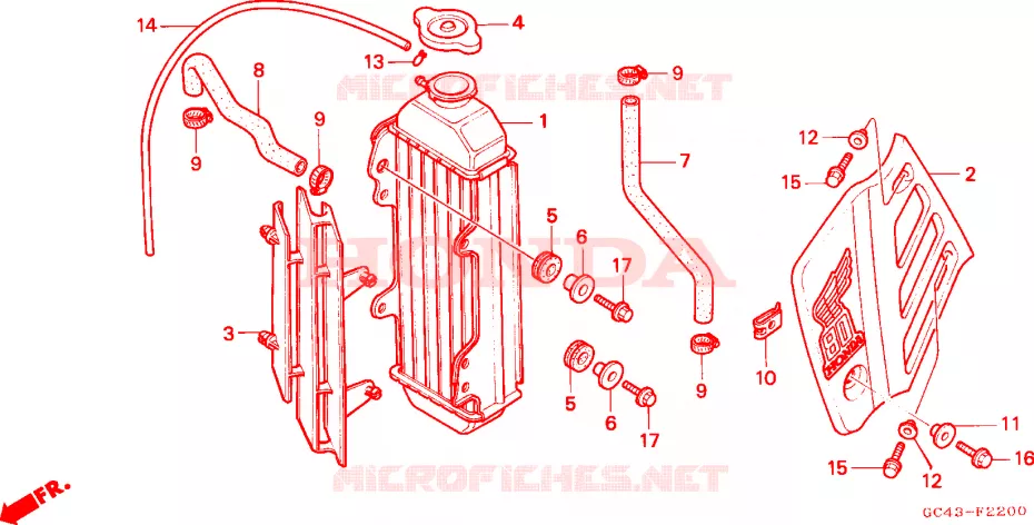 RADIATOR (RF/R2F/RG/R2G/RH) Honda MOTO 80 CR 1985  CR80R2F