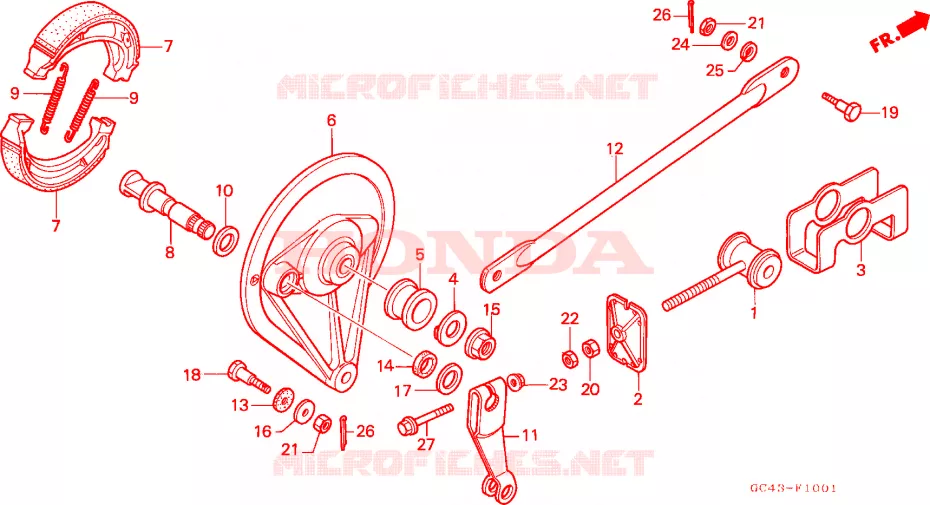 REAR BRAKE PANEL (R2F/R2G) Honda MOTO 80 CR 1986  CR80RG