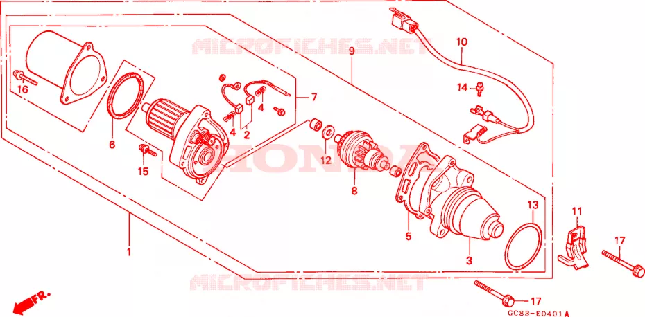 STARTING MOTOR (NH80MDK/MDP/MSN/MSP) Honda SCOOTER 80 LEAD 1992  NH80MSN