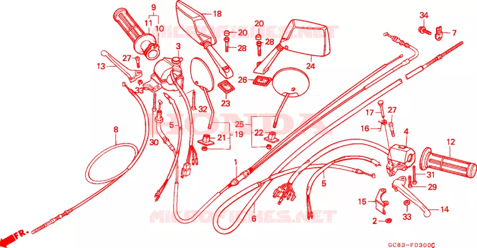 SWITCH -  CABLES - LEVERS - GRIPS Honda SCOOTER 80 LEAD 1993  NH80MDP