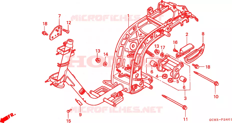 FRAME (NH80MDR/MSR) Honda SCOOTER 80 LEAD 1994  NH80MSR