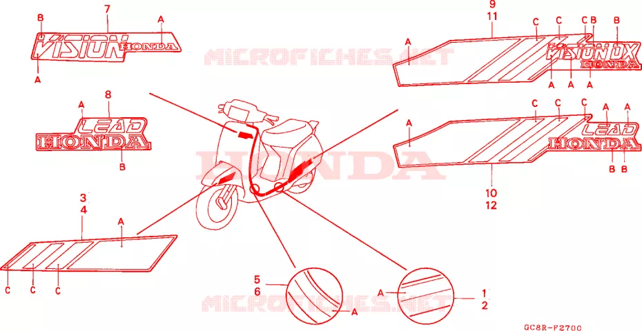 STICKERS Honda SCOOTER 80 LEAD 1994  NH80MDR