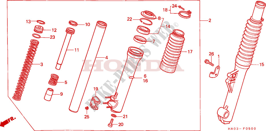FRONT FORK for Honda ATC 250 BIG RED miles and km 1987