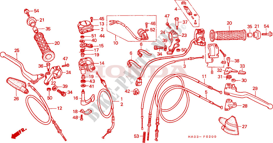 LEVER   SWITCH   CABLE for Honda ATC 250 BIG RED miles and km 1987