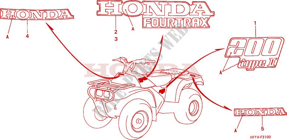STICKERS for Honda TRX 200 FOURTRAX 1997