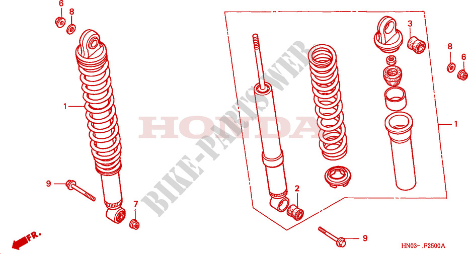 REAR SHOCK ABSORBER for Honda FOURTRAX 450 FOREMAN 4X4 Electric Shift 1998