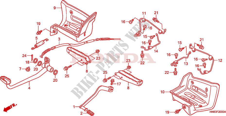 PEDAL/STEP/MUDGUARD (TRX250EX1/2/3/4/5) for Honda TRX 250 SPORTRAX EX 2001