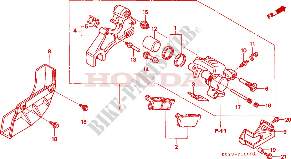 REAR BRAKE CALIPER for Honda XR 250 R 2000