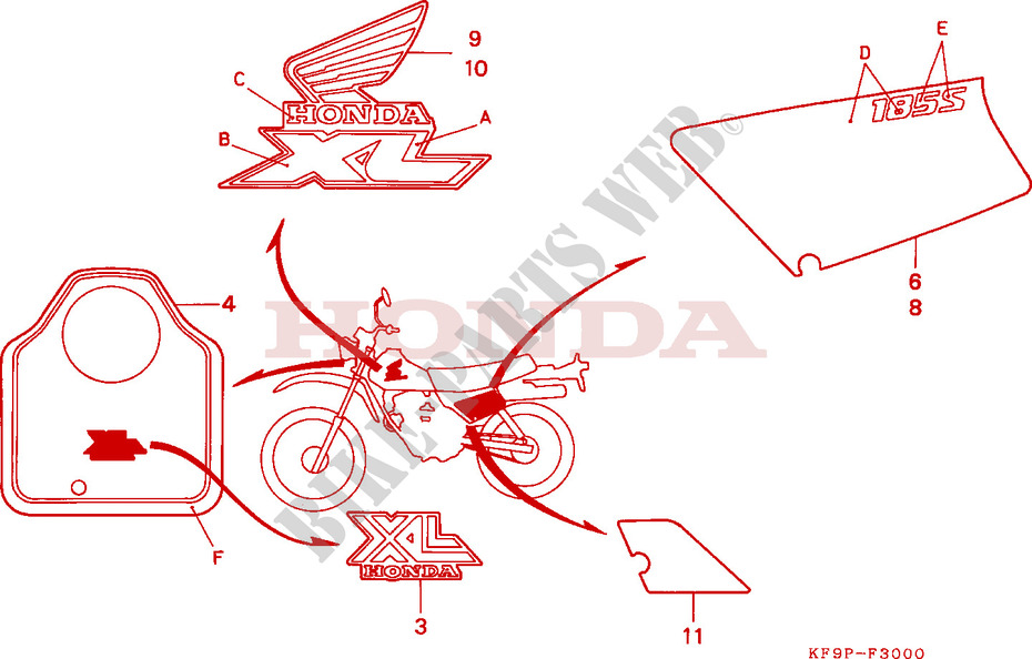 STICKERS for Honda XLS 185 1993