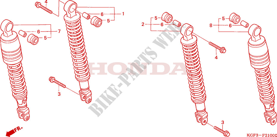 REAR SHOCK ABSORBER for Honda AROBASE 125 TWO TONE 2003