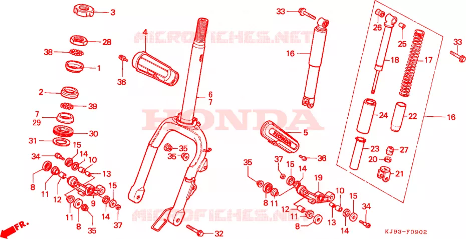 FRONT FORK (CH125J/L/M/N/P/R) Honda SCOOTER 125 SPACY 1994  CH125R