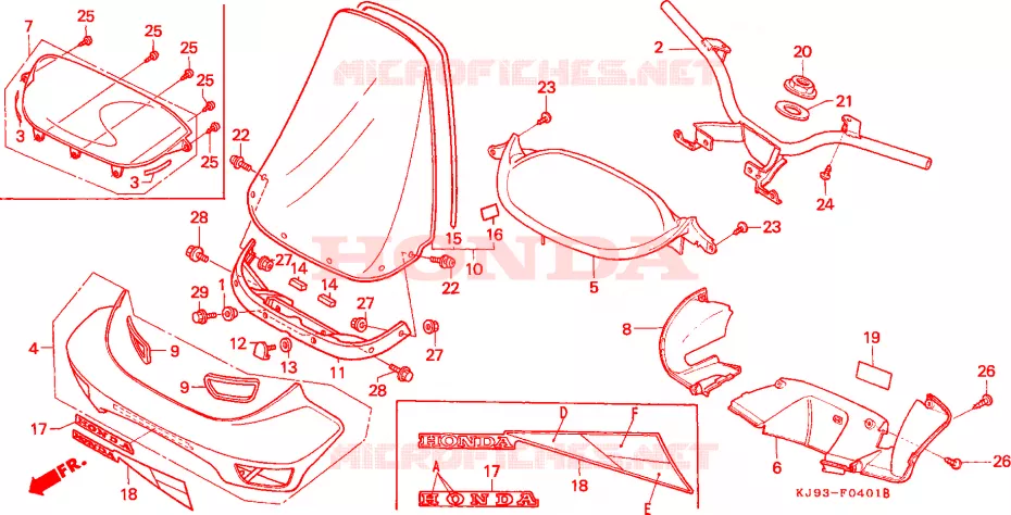 HANDLE PIPE/HANDLE COVER (CH125J/L/M/N/P/R) Honda SCOOTER 125 SPACY 1991  CH125M